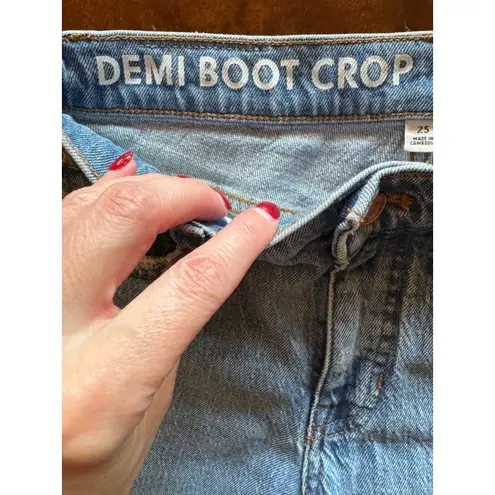 J Crew Jeans Women 25 Blue Medium Wash Distressed Denim Demi Boot Crop Preppy