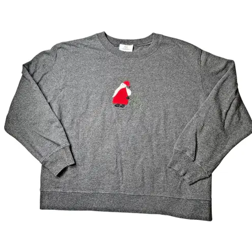 Hot Cotton Marc Ware Gray Sweatshirt Womens Medium Old World Santa Tree Vintage Red