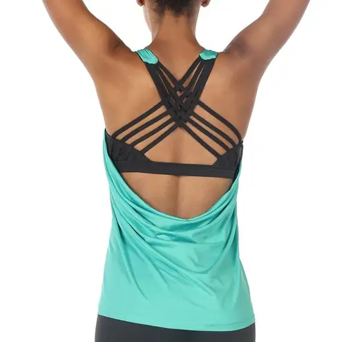 Icy Zone Sports built-in bra drape back yoga athletic tank, size large