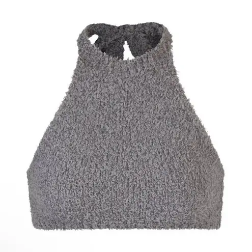 SKIMS NWT Cozy Knit Halter Top Tie Neck Bralette in Smoke Gray NWT Size L XL