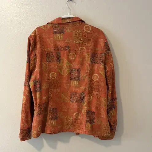 Christopher & Banks Orange Boho Citrus Retro 70s Jacket Linen Cotton Hippie Art To Wear Laganlook 1X
