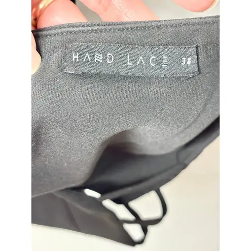 Hand Lace Roller Neck Strappy Bralette Cropped Top Black Women's Size 38 / 6