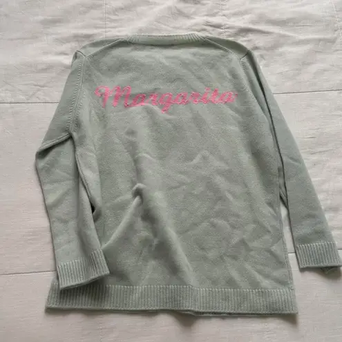 J.McLaughlin Mint blue 100% cashmere margarita graphic sweater Size large Green