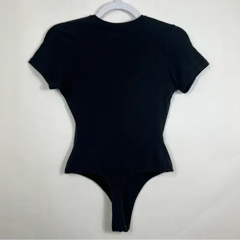 SKIMS  Cotton Jersey T-shirt Bodysuit in Soot Black Size Medium