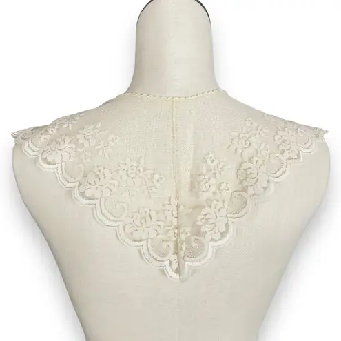 Vintage Lace Detached Collar Scalloped Button Women Lolita Goth Victorian Cream