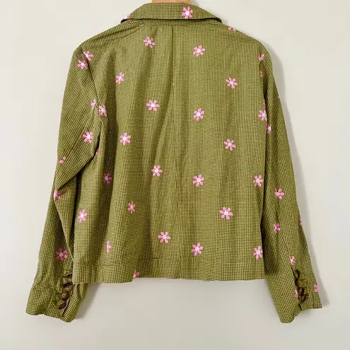 Milly NWT $198 Free People Cali Printed Blazer Jacket XS Green Daisy Flower Pink