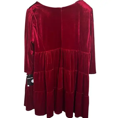 NWT Maison Tara Crushed Velvet Baby Doll Cherry Red Dress Size 24W Wedding Prom