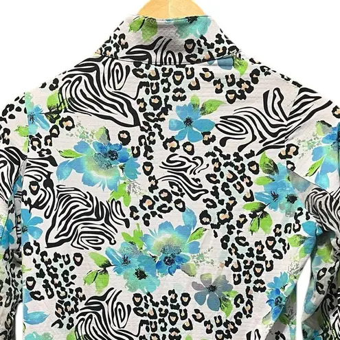 IBKUL Eva Polo Zip Top Peri Long Sleeve Golf Shirt Womens UPF 50 size XS Blue