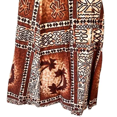 Vintage 1960’s Tiki Tapa Designs Barkcloth Hawaiian Maxi Wrap Skirt Brown Size undefined