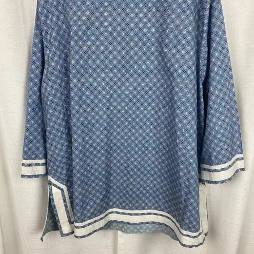 NicoBlu Cotton Capri Tunic in Blue Vietre Porcelain Print Sz.2X