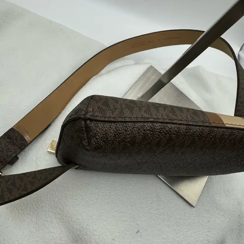 Michael Kors Brown & Tan Stripe Signature Bag Waist Fanny Pack Belt Retail $99
