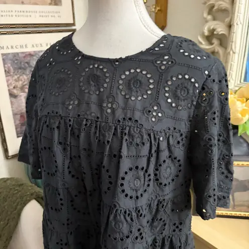 STAUD Mini Black Hyacinth Dress Eyelet Lace Size Medium