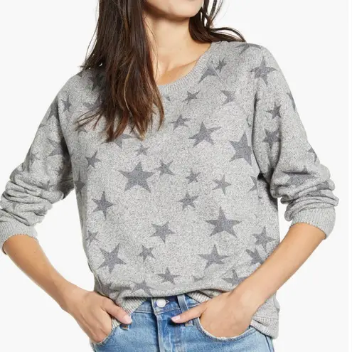 Rails Theo Sweater Melange Gray Stars Sweatshirt Top Medium Star Print Grey