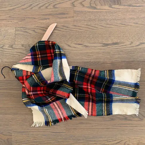 Johnstons of Elgin Vintage Scottish Plaid 100% Wool Scarf 52"Lx11"W