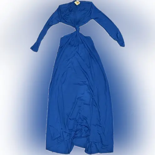Farm Rio NWOT Knotted Cut Out Long Sleeve maxi blue Dress Size L