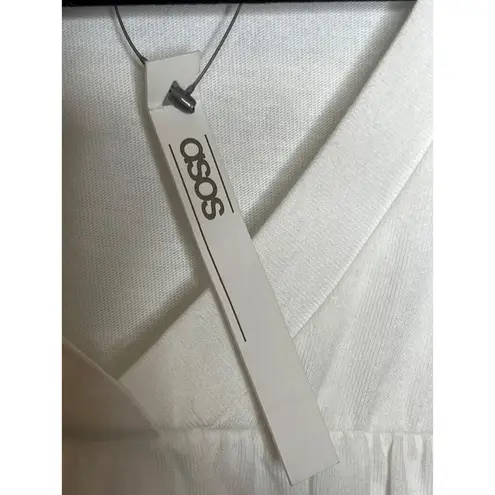 ASOS  NEW White Size 00 Mini Baby Doll Dress Short Sleeve V Neck