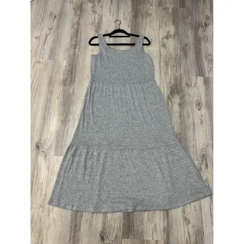Daily Ritual Maxi Dress Sleeveless Casual Tiered Knit Heathered XL Gray