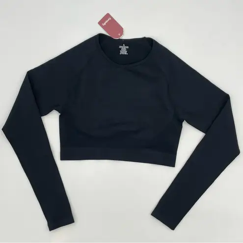 Cosmolle AirWear Long Sleeve Top NWT Athletic Crop Shirt Large Black Thumbholes