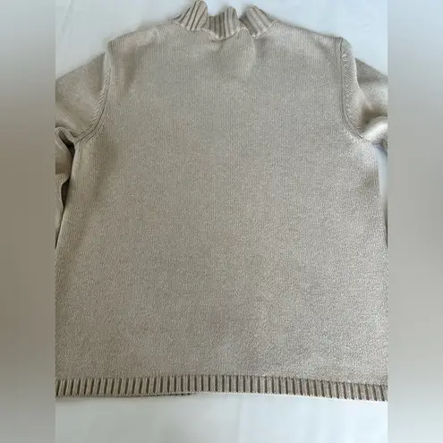 Karen Scott Full Zip Sweater Women’s Size Medium Petites Beige Tan 100% Cotton