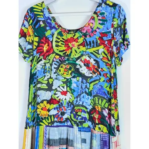 Jams World Vintage Floral Pasa Pasta Scoop Neck Tiered Dress Artsy Size Medium