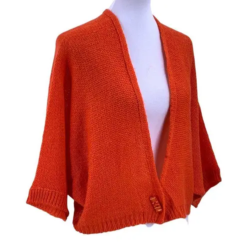 NWT La Fee Maraboutee Flame Orange Mohair Cocoon Cardigan Sweater Size 1/S