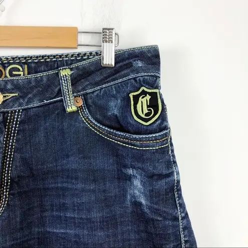 COOGI High rise waist Straight Leg Embroidered Pocket Dark Wash Jeans Size 16