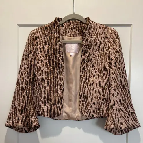 Rebecca Taylor Brown Animal Print Blazer Size 2
