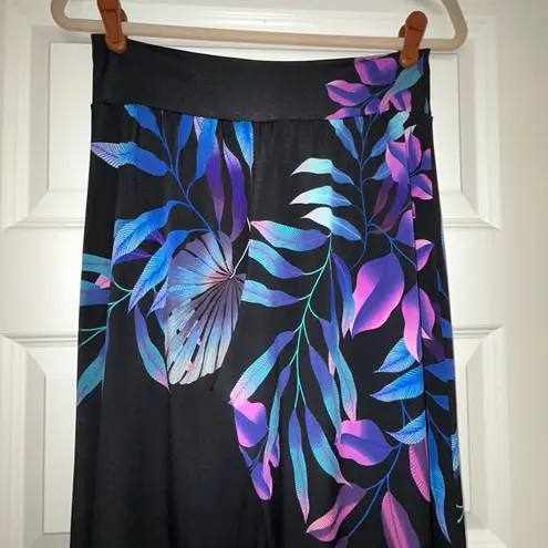 CLARA SUN WOO Pull On Tropical Palm Print Ankle Wide Leg Palazzo Pants Size M