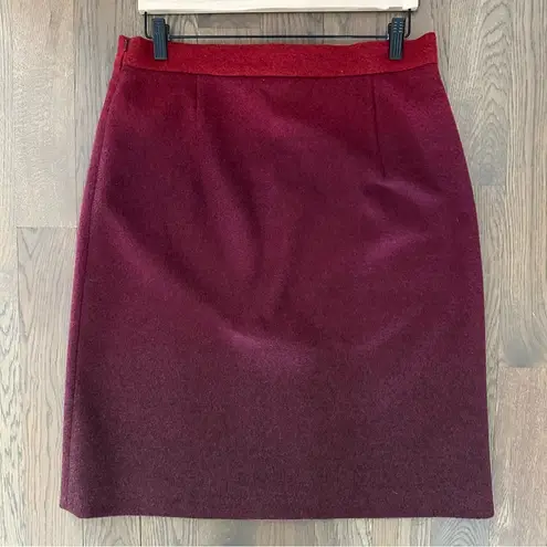 Max Mara Studio Wool Blend Ombré Pencil Skirt Cranberry Red Size 48 IT 14 US XL