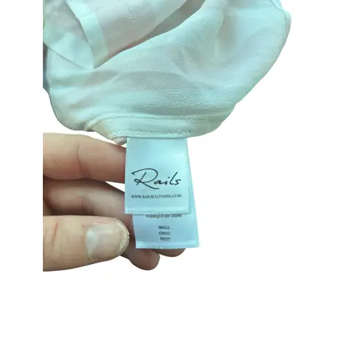 Rails Kate Peony Stripe Silk Button Up Shirt Pink White Striped Long Sleeve S