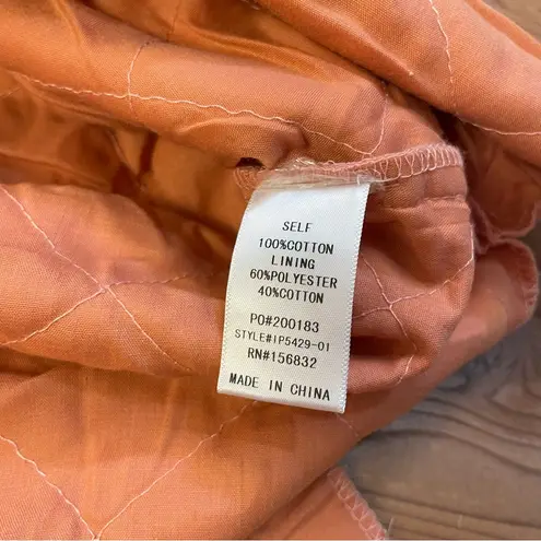 BiBi Oversized Quilted High Low Quarter Zip Long Sleeve Sweatshirt Medium Salmon Pink