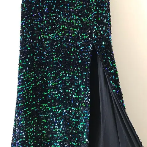 Lulus Keep it Regal Green Iridescent Sequin Maxi Dress