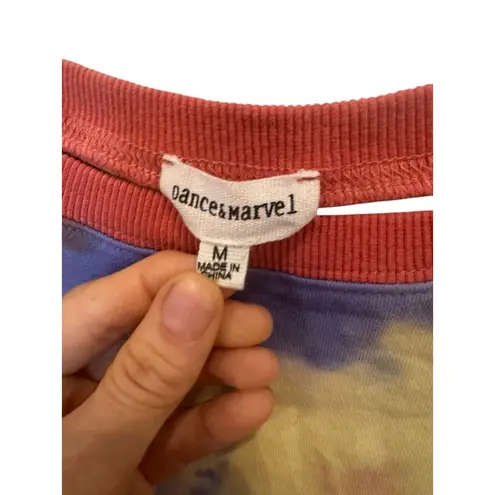 Dance & Marvel Tie-Dye Cropped Sweatshirt M Red Blue Yellow