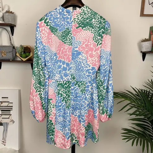 The Fifth Label Fusion Long Sleeve Mini Dress in Cream Animal Size Small NWT