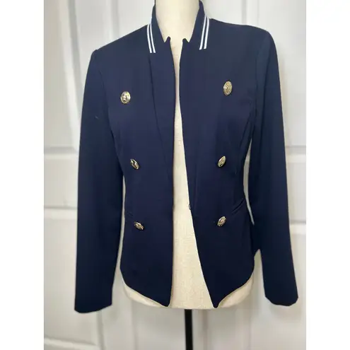 Frank Lyman Navy Blazer Womens 8 Double Breasted Gold Button Military Jacket Blue