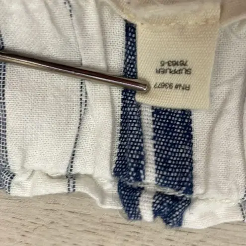 a.n.a White & Blue Stripe Linen/Cotton Blend Wide Leg Pull On Pants Size Large