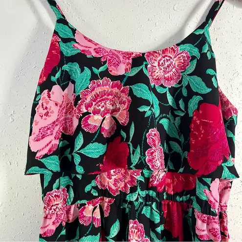 Elle π¦ Black Red Green Pink Floral Rose Tank Top Mini Dress Large