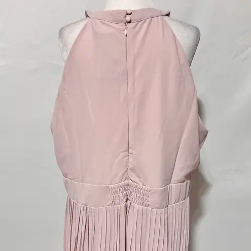 TFNC New Plus Pleated Chiffon Slit Maxi Bridesmaid Dress Pink Mink Size 18