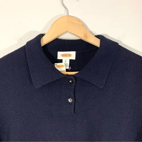 Talbots NWT Deadstock Vintage  Navy Blue Knit Polo Shirt