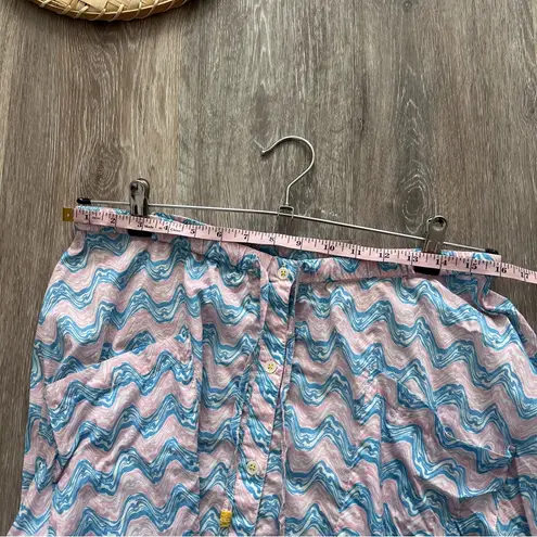 Kerri rosenthal blue & pink‎ chevron printed midi skirt Pink Size XL