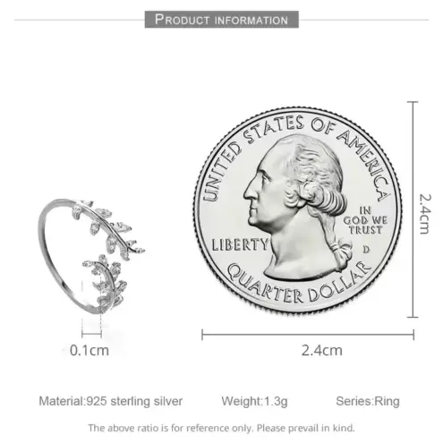 Boutique Sparkly‎ 5a Cz Leaf Ring | White Gold Plated Sterling Silver