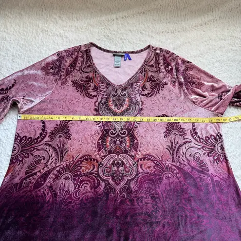 Catherines Velvet Asymmetric Top 3X WP Purple Paisley Whimsigoth Rhinestone Size undefined