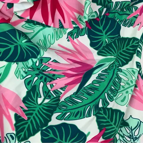 Matilda Jane womens medium Pink Green One Piece Swimsuit Ruffle tropical