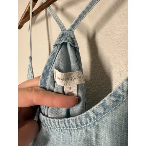 Treasure & Bond Chambray Denim Mini Dress Womens Sz S Casual Cottagecore Basic