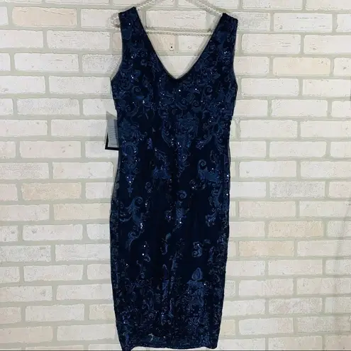 Marina NWT Navy Sequin Lace Sleeveless Dre… Blue Size 4