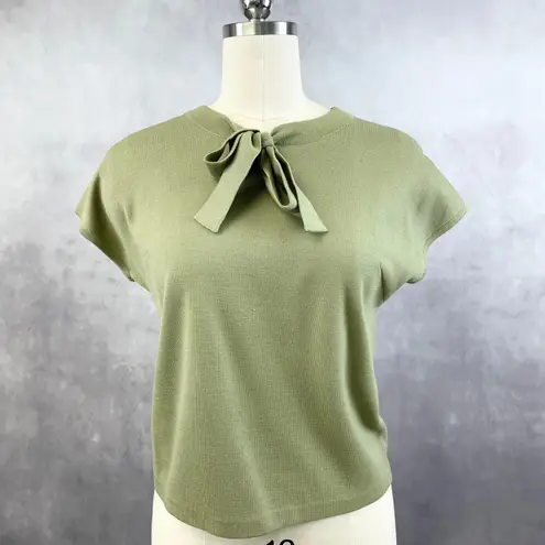 Vintage 60s Riviera Wool Twinset Womens 14 Stripe Cardigan Sweater Top Mod Retro Green