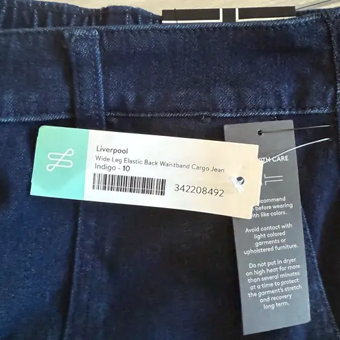 Liverpool Wide Leg Elastic Back Cargo Jean Blue Size 10 NWT STITCH FIX
