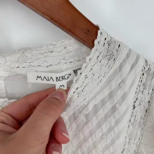 Maia Bergman Mery Dress White Eyelet Lace Mini Flutter Ruffle Layers Medium