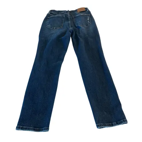 Judy Blue Buffalo Plaid Patch Mid Rise Cuffed Boyfriend Jeans size 7/28