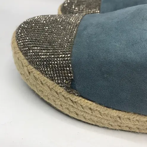 Brash Blue Sequin Espadrille Platform Flats  7